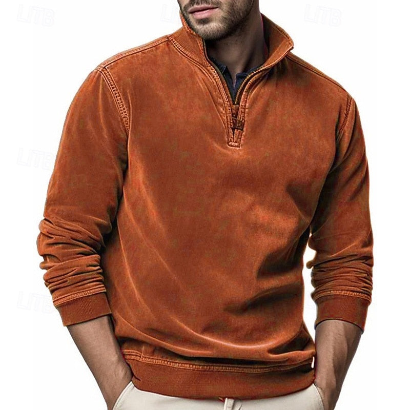 Quarter-Zip Stand-Collar Sweatshirt