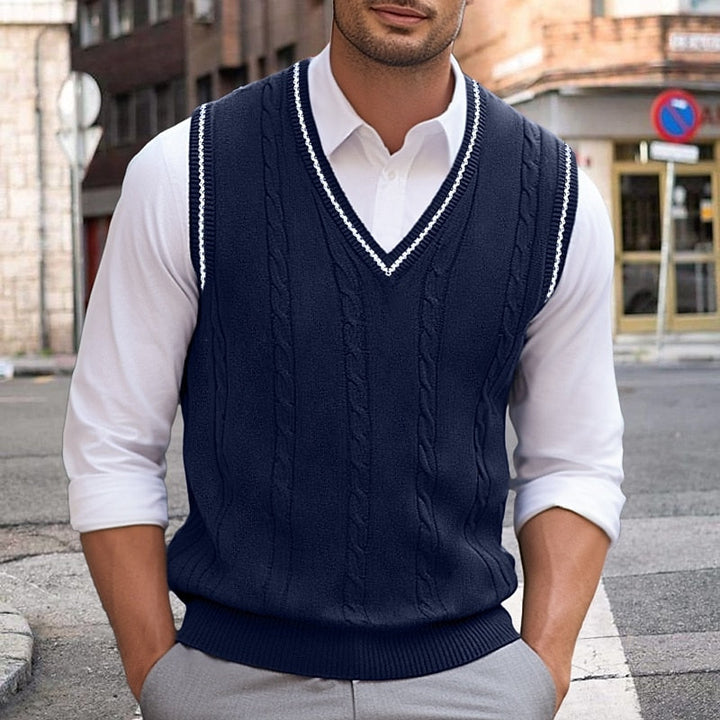 Cable-Knit V-Neck Sweater Vest