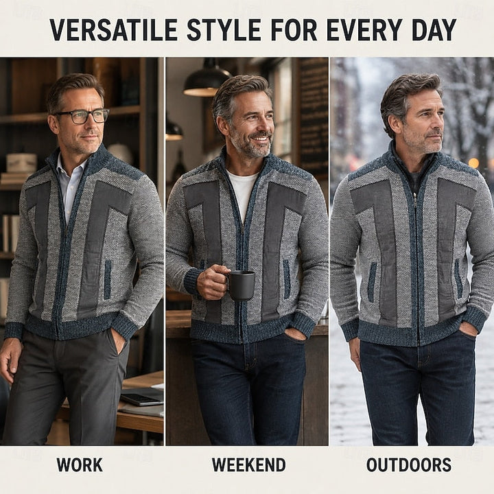 Textured Zip-Up Cardigan