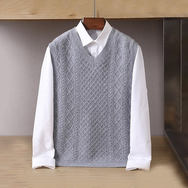 Cable-Knit V-Neck Sweater Vest