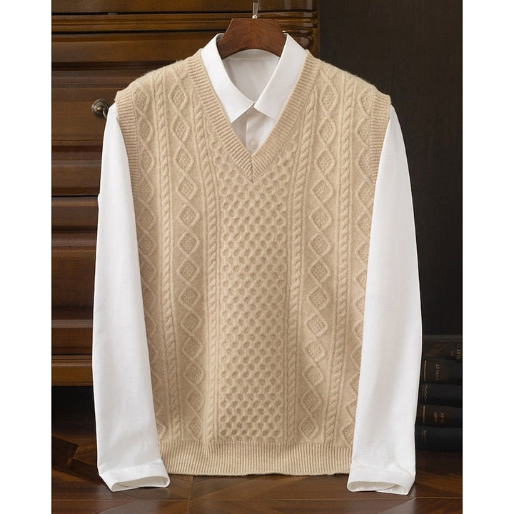 Cable-Textured V-Neck Sweater Vest