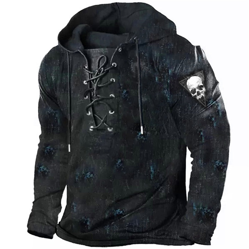 Halloween Lace-Up Skull Hoodie