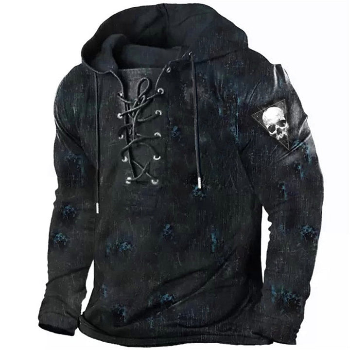 Halloween Lace-Up Skull Hoodie