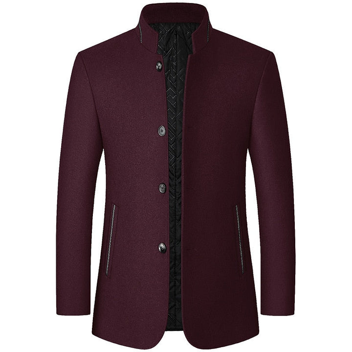 Refined Stand-Collar Overcoat
