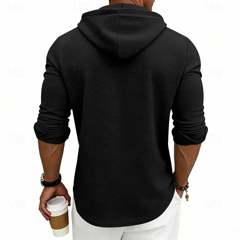 Relaxed Hooded Henley Shirt
