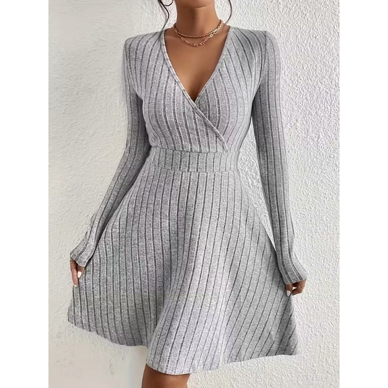 Wrap-Neck A-Line Dress