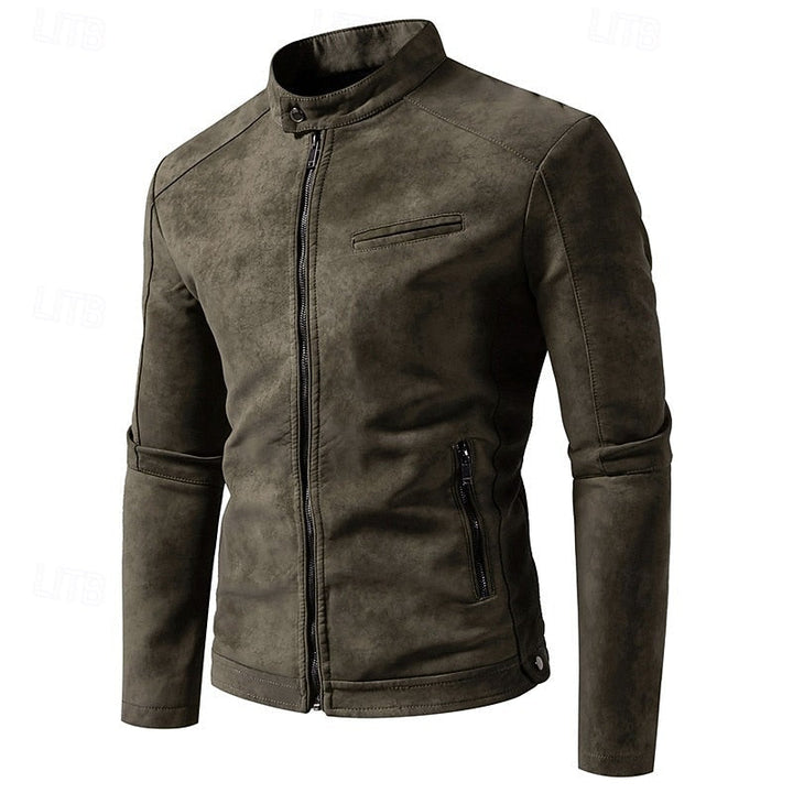 Classic Stand-Collar Biker Jacket